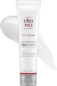 EltaMD UV Sheer Face and Body Sunscreen SPF 50+, No White Cast Sunscreen with Transparent 