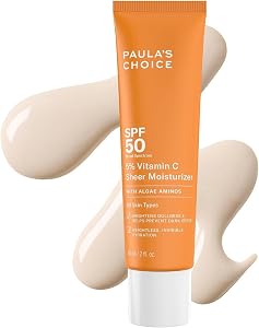 Paula's Choice 5% Vitamin C Sheer Sunscreen for Face, SPF 50 Face Sunscreen, Moisturizing,