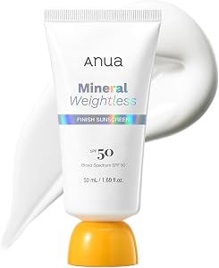 Anua Mineral Weightless Finish Sunscreen SPF 50, Broad Spectrum, Zinc-Based for Sensitive