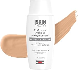 ISDIN Eryfotona Ageless Tinted Mineral Sunscreen SPF 50, Anti-Aging Face Sunscreen with Zi