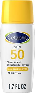 Cetaphil Sheer Mineral Liquid Sunscreen for Face, 100% Mineral UVA/UVB Filters, Zinc Oxide