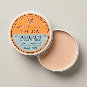 Tallow Sun Balm, tinted - with grassfed tallow, castor oil, zinc oxide | Mineral Sunscreen