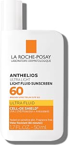 La Roche-Posay Anthelios Light Fluid Facial Sunscreen SPF 60, Lightweight Sunscreen For Fa