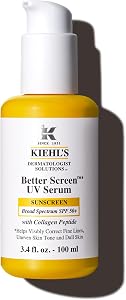Kiehl's Better Screen UV Serum SPF 50+, Invisible Facial Sunscreen with Collagen Peptide, 