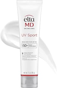 EltaMD UV Sport Sunscreen Lotion SPF 50 - Face and Body Sunscreen SPF 50, Water & Swea