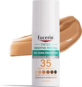 Eucerin Sun Tinted Sensitive Mineral Face Sunscreen Lotion SPF 35, Non-Comedogenic Mineral