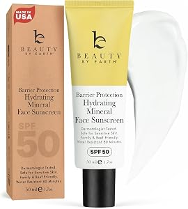 Mineral Sunscreen for Face SPF 50 – Broad Spectrum Zinc Oxide, Made in USA with Natural &a